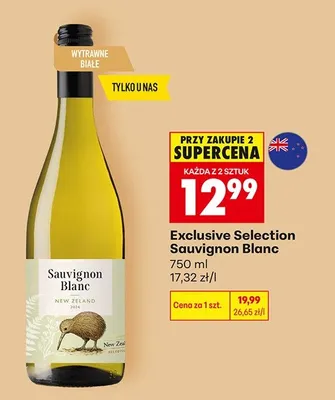 Wino Exclusive Selection Sauvignon Blanc wytrawne białe promocja w Biedronka