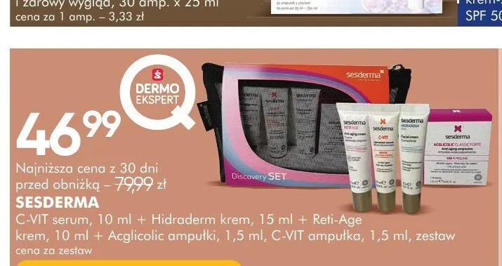 Zestaw SESDERMA C-VIT serum 10ml + Hidraderm krem 15ml + Reti-Age krem 10ml + Acglicolic ampułki 1,5ml + C-VIT ampułka 1,5ml promocja w Super-Pharm