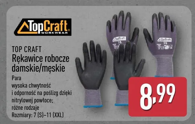 Rękawice robocze damskie/męskie promocja w Aldi