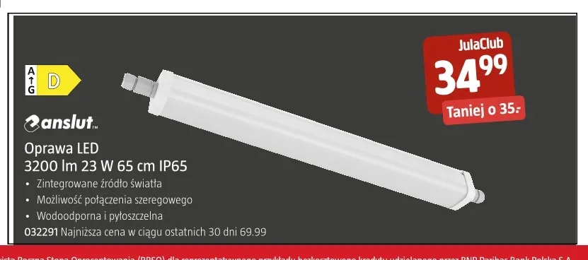 Oprawa LED 3200lm 65 cm IP65 Anslut promocja w Jula