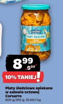 Płaty śledziowe opiekane w zalewie octowej Corsarro promocja w Netto