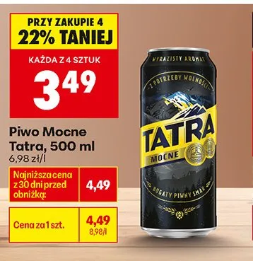 Piwo Mocne Tatra promocja w Biedronka
