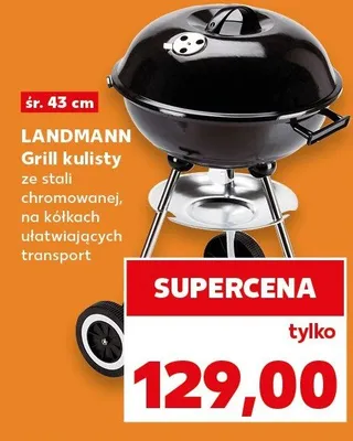 Grill kulisty Landmann ze stali chromowanej na kółkach promocja w Kaufland