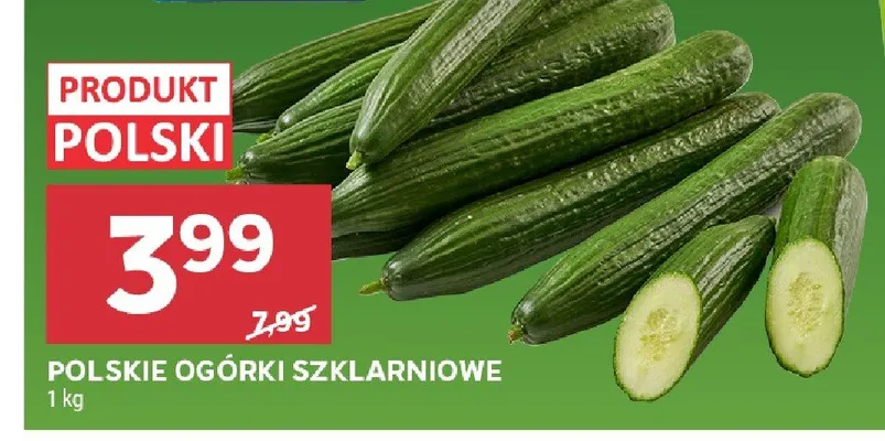 Ogórki szklarniowe polskie promocja w Stokrotka