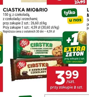 Ciastka z czekoladą i orzechami Mio&Rio promocja w Stokrotka