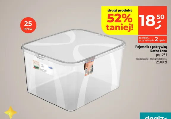 Pojemnik z pokrywką Rotho Lona 25 l promocja w Dealz
