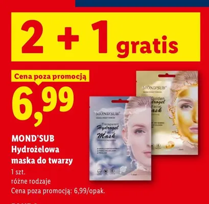 Hydrożelowa maska do twarzy Transparent Mond'sub promocja w Lidl