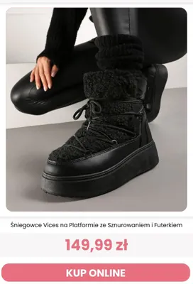 Śniegowce Vices na platformie ze sznurowaniem i futerkiem promocja w Renee