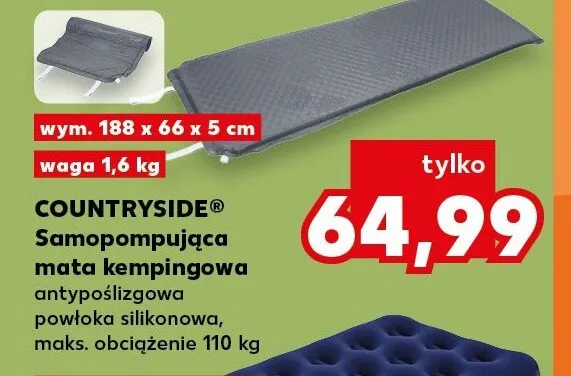 Samopompująca mata kempingowa COUNTRYSIDE wym. 188x66x5cm promocja w Kaufland