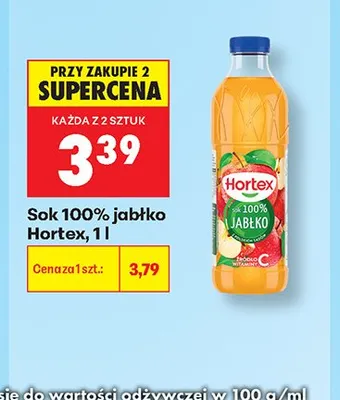 Sok 100% jabłko Hortex promocja w Biedronka