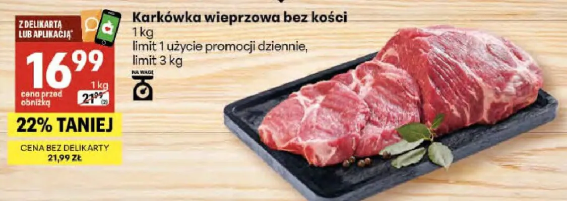 Karkówka wieprzowa bez kości promocja w Delikatesy Centrum