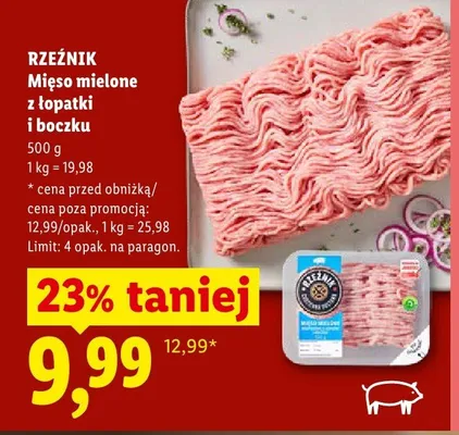 Mięso mielone z łopatki i boczku RZEŹNIK promocja w Lidl