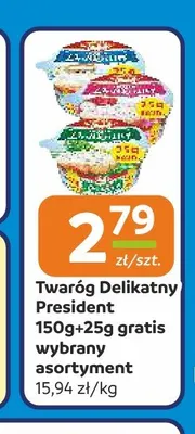 Twaróg Delikatny President 150g + 25g gratis promocja w Społem Częstochowa
