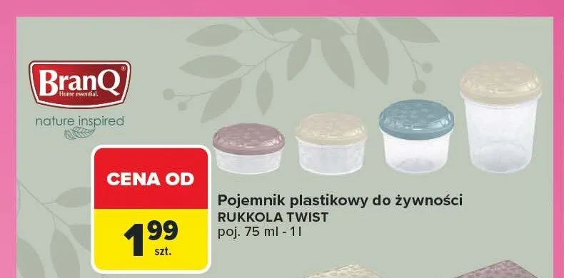Pojemnik plastikowy do żywności BranQ Rukkola Twist promocja w Carrefour