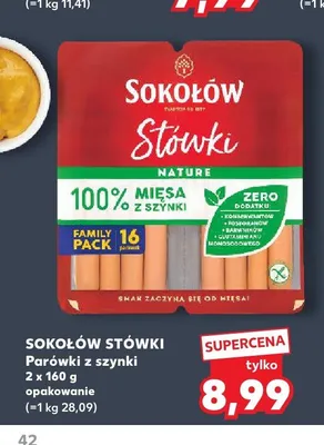 Parówki z szynki Sokołów Stówki 2-pak 160 g promocja w Kaufland