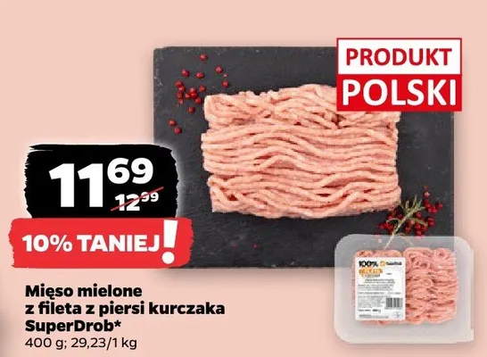 Mięso mielone z fileta z piersi kurczaka SuperDrob+ promocja w Netto