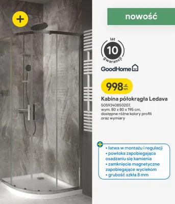 Kabina półokrągła Ledava promocja w Castorama
