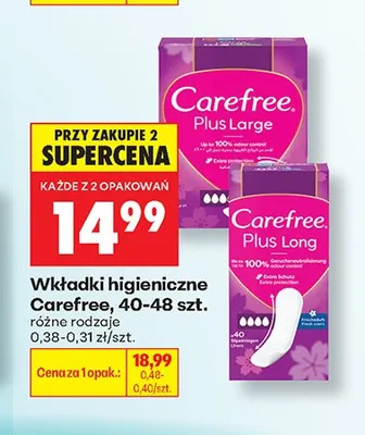 Wkładki higieniczne Carefree promocja w Biedronka