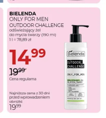 Odświeżający żel do mycia twarzy Only for Men Outdoor Challenge Bielenda promocja w Drogerie Jawa