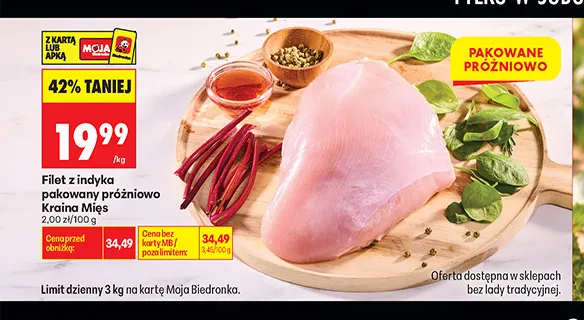 Filet z indyka pakowany próżniowo Kraina Mięs promocja w Biedronka