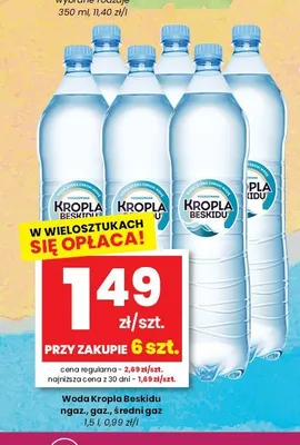Woda gazowana Kropka Beskidu promocja w emma MARKET