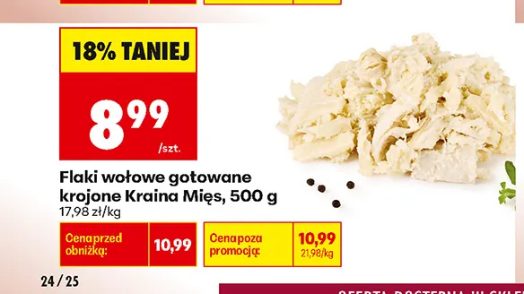 Flaki wołowe gotowane krojone Kraina Mięs promocja w Biedronka