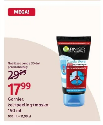 Żel+peeling+maska Garnier Czysta Skóra 3w1 promocja w Rossmann