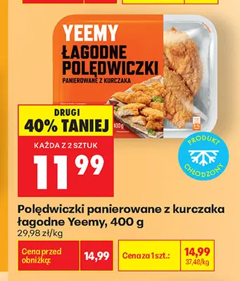 Polędwiczki panierowane z kurczaka łagodne Yeemy promocja w Biedronka
