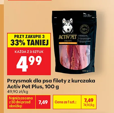 Przysmak dla psa filety z kurczaka Activ Pet Plus promocja w Biedronka