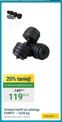 Zestaw hantli ze sztangą Funfit 2x20 kg promocja w ERLI