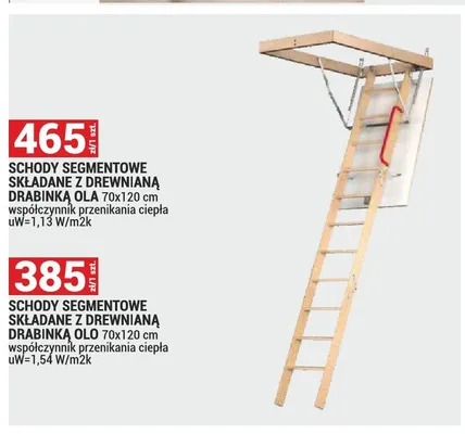 Schody segmentowe składane z drewnianą drabinką Ola promocja w Merkury Market