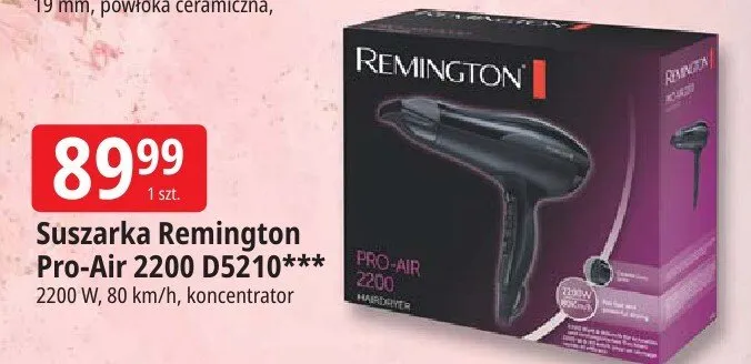 Suszarka Remington Pro-Air 2200 D5210 2200W 80km/h koncentrator promocja w Leclerc