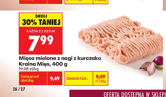 Mięso mielone z nogi kurczaka Kraina Mięs promocja w Biedronka