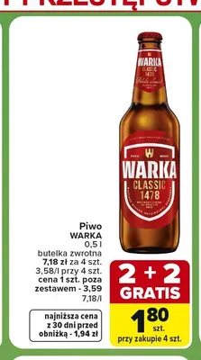 Piwo Warka Classic promocja w Carrefour Express