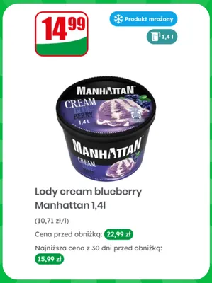 Lody cream blueberry Manhattan promocja w Dino