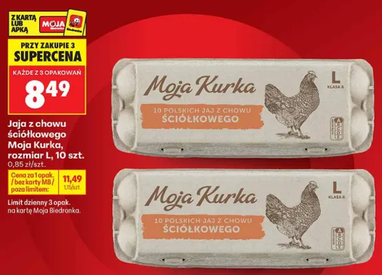 Jaja z chowu ściółkowego Moja Kurka rozmiar L promocja w Biedronka