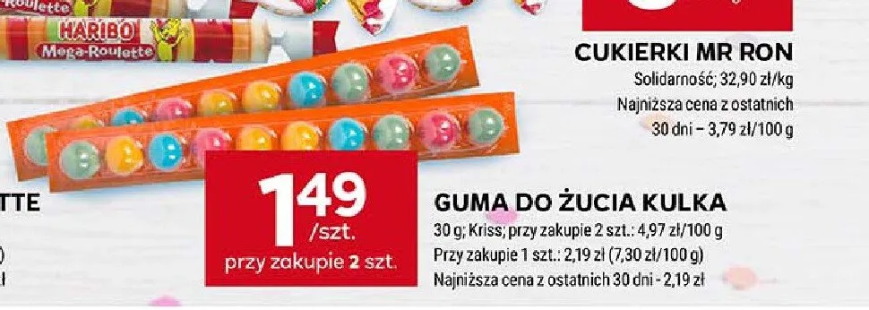 Guma do żucia kulka Kriss promocja w Stokrotka
