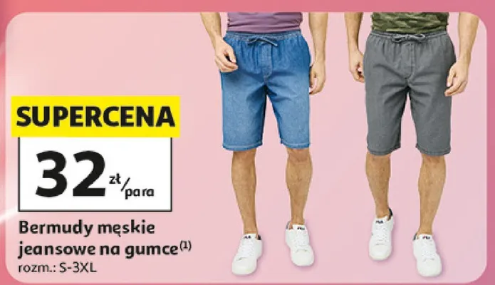 Bermudy męskie jeansowe na gumce Inextenso rozm. S-3XL promocja w Auchan