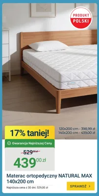 Materac ortopedyczny NATURAL MAX 120x200cm promocja w ERLI