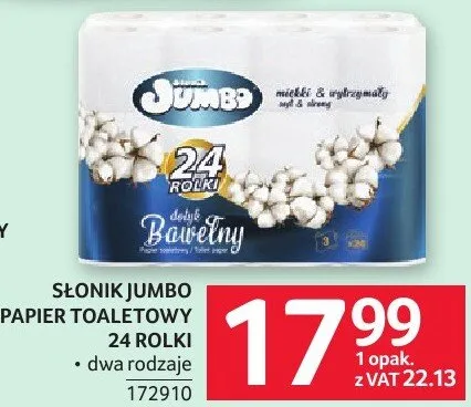 Papier toaletowy Słonik Jumbo 24 rolki promocja w Selgros