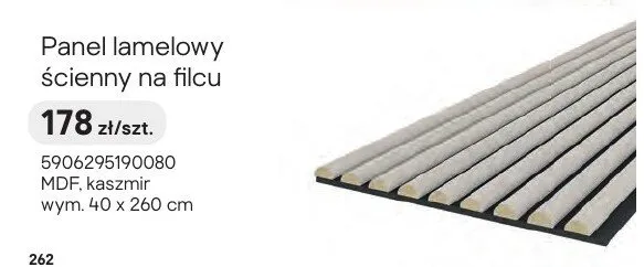 Panel lamelowy ścienny na filcu MDF kaszmir 40x260cm promocja w Castorama