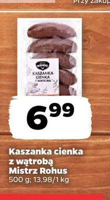 Kaszanka cienka z wątrobą Mistrz Rohus promocja w Netto
