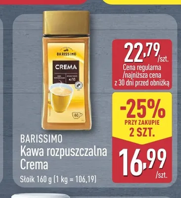 Kawa rozpuszczalna Barissimo Crema promocja w Aldi