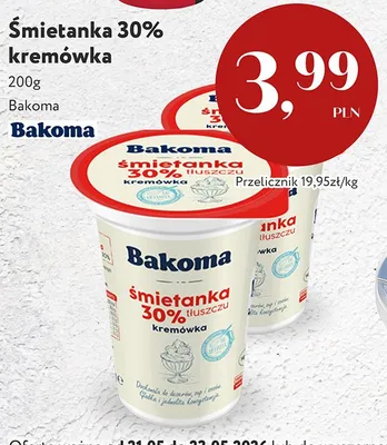 Śmietanka 30% kremówka Bakoma promocja w Market Point