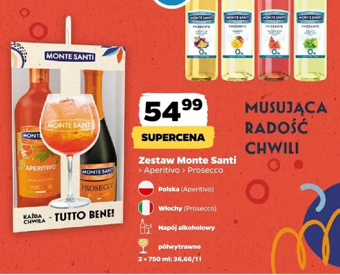 Zestaw win Monte Santi Aperitivo i Prosecco 2-pak 750ml promocja w Netto