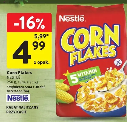 Płatki śniadaniowe Corn Flakes Nestlé promocja w Intermarche