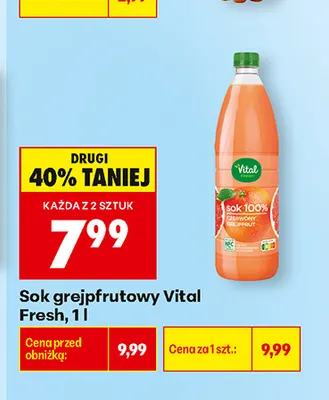 Sok grejpfrutowy Vital Fresh promocja w Biedronka