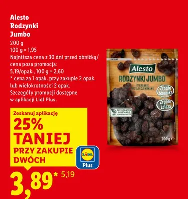 Rodzynki Jumbo 200 g promocja w Lidl