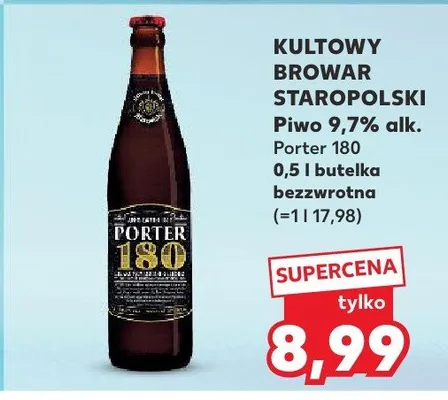 Piwo Porter 180 Kultowy Browar Staropolski promocja w Kaufland