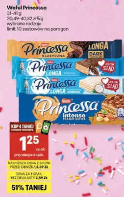 Wafel Princessa Longa kokosowa Nestlé promocja w Delikatesy Centrum